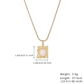 French vintage gold irregular square frame pearl necklace with delicate snake chain - Gold