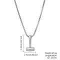 Vintage stainless steel hammer pendant necklace with polished finish and long box chain - Thor's Hammer Style (N2618-ST)