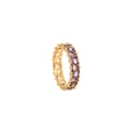 Elegant gold eternity ring featuring triangular cut purple zircon stones all around - Purple (R895-GO-P)