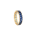 Eternity ring in gold finish featuring a full circle of heart-cut blue gemstones - Blue (R895-GO-B)