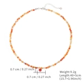 Natural bead zircon necklace with warm orange-red gradient stones and 0.7cm pendant - Orange-Yellow Beaded Red Pendant (SN775-GO-RO)