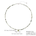 Natural light green bead necklace with round zircon pendant and S925 silver clasp - Light Green Beaded Yellow-Green Pendant (SN775-GO-G)