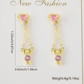 Detaillierte Größenangaben für Bären-Ohrhänger mit rosa Zirkonia und Herzakzenten - Rosa Herzbär (Stil 1) / Roségold