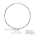 Purple natural bead zircon necklace with silver-tone lobster clasp and 5cm extension chain - Purple Beaded Purple Pendant (SN775-GO-P)