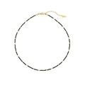 Minimalistische Perlenkette mit schwarzen facettierten Perlen und Goldakzenten - Schwarze Facettierte Rundperlenkette Stil (N2584-BL)