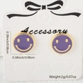 Boucles d'oreilles smiley en émail violet doré avec détails de taille et de poids - Violet