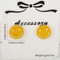 Boucles d'oreilles smiley en émail jaune et alliage doré de 0,98 cm de diamètre - Jaune
