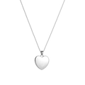 Collana con medaglione a cuore in argento lucido con catena box per foto ricordo - Stile Medaglione a Cuore Liscio (N2717-ST)