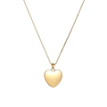 Collana con ciondolo a cuore dorato lucido e catena a scatola in design minimalista - Stile Medaglione a Cuore Liscio (N2717-GO)
