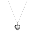 Collana per ceneri a cuore in acciaio inossidabile lucido con smalto nero vintage - Stile Cuore Cavo (N2720-ST)