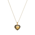 Collana a cuore dorato per ceneri con elegante motivo in filigrana di smalto nero - Stile Cuore Cavo (N2720-GO)