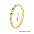 Golden bracelet with colorful gemstones and floral accents, 2.33 inch inner diameter - Rainbow Style (Style B)