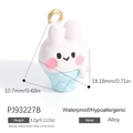 Cartoon alloy bunny ice cream pendant charm for DIY necklaces in white and blue finish - Blue Rabbit Ice Cream Style (PJ93227B)