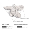 Silver stainless steel petal pendant with three zircons and detailed size measurements - Silver Flower Style (PJ93178B)