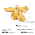 Golden flower petal pendant in stainless steel with sparkling inlaid crystals - Gold Flower Style (PJ93178A)