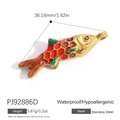 Golden fish pendant in red and green enamel finish with size and weight metrics - Red Green Enamel Large Koi (PJ92886D)