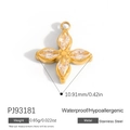 14k gold plated stainless steel clover pendant with marquise-cut zircon stones - Four Leaf Clover Style (PJ93181 Zirconia)