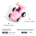 Pink alloy racing car charm pendant for DIY jewelry making with gold-tone accents - Pink Racing Car Style (PJ93225C)