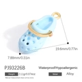 Miniature light blue alloy shoe pendant with golden handle for DIY necklaces - Blue Clog Shoe Style (PJ93226B)