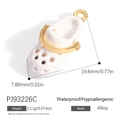 Miniature white and gold alloy shoe charm for DIY necklaces and crafts - White Clog Shoe Style (PJ93226C)
