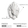 Hypoallergenic stainless steel Indian chief pendant in polished silver finish - Indian Chief Portrait Style (PJ93034)