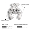 Polished silver stainless steel pendant featuring a crossed double revolvers design - Crossed Pistols Style (PJ93036)