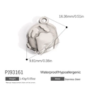 Polished silver stainless steel world map charm with dimensions 16.36mm by 9.81mm - Mini World Map Style (PJ93161)
