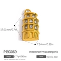 Golden stainless steel Leaning Tower of Pisa pendant with micro-inlaid rhinestones - Leaning Tower of Pisa Rhinestone Style (PJ93069)