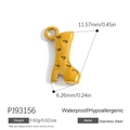 Golden stainless steel boot pendant with heart pattern and dimension labels - Small Boot Heart Pattern Style (PJ93156)