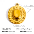 Golden stainless steel cowboy hat pendant with star detailing and hypoallergenic finish - Cowboy Hat Branch Disc Style (PJ93114G)