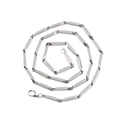 Collar de cadena con eslabones cilíndricos de plata pulida con cierre de mosquetón firme - 45cm(N1832-ST-45)