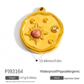 Golden stainless steel sunburst charm with pink bead and diamond accent, 15.44mm size - Sunbeam Pink Bead Style (PJ93164)