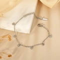 Silver chain bracelet with hammered round pendants and lobster clasp on marble tray - Bracelet / Silver Hammered (B2041-ST)