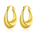 Polished gold-plated teardrop hoop earrings with elegant click-top closure for women - Waterdrop Style (E906-GO) / Gold