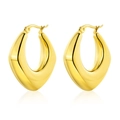 Detailed close-up of polished gold-plated teardrop earrings with mirror finish - Chunky Hoop Style (E908-GO) / Gold