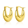 Detailed close-up of polished gold-plated drop earrings with a modern huggie clasp - Geometric Huggie Style (E912-GO) / Gold