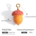 Pendentif gland en alliage orange et rouge pour création de collier DIY, 17mm - Gland Dégradé Orange Rouge (PJ93278A)
