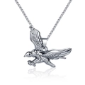 Poliertes Silber Adler Anhänger Halskette mit detaillierten Flügeln auf Edelstahlkette - Adler Anhänger Stil (N2089-ST)