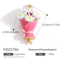 Pendentif bouquet rose pour bijoux DIY en alliage hypoallergénique et étanche - Bouquet de Marguerites Rose (PJ93279A)