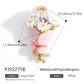Pendentif bouquet de marguerites en alliage, emballage rose, 20x12mm, 1,92g - Bouquet de Marguerites Rose Foncé (PJ93279B)