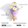 Pendentif bouquet de fleurs lilas mignon en alliage pour bijoux DIY, hypoallergénique - Bouquet de Marguerites Violet (PJ93279C)