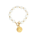 Makroaufnahme des Barockperlen-Armbands mit goldenem Münzanhänger und OT-Verschluss - OT Verschluss Münzanhänger Armband (B2131)