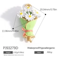 Pendentif bouquet de marguerites vertes en alliage avec nœud rose pour bijoux DIY - Bouquet de Marguerites Vert (PJ93279D)