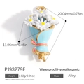 Pendentif bouquet de marguerites en alliage avec ruban rose pour création de bijoux DIY - Bouquet de Marguerites Bleu (PJ93279E)