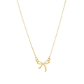 Elegant gold titanium steel necklace featuring a polished bow pendant for women's fashion - Streamlined Bowknot Style (N2424-GO)