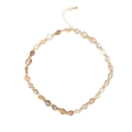 Macro detail of natural stone beaded necklace with gold spacers and lobster clasp - Transparent Stone Style (N2371-GO-W)