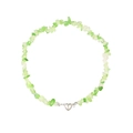 Detail of light green natural stone chips necklace with silver heart magnetic clasp - Light Green Stone Style (N2386-ST-G)