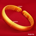 Elegante bracciale rigido dorato con incisioni interne e finitura opaca - Bracciale Aperto Sutra del Cuore / Larghezza 10.5mm