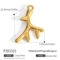 Pendente a corallo in acciaio inossidabile dorato, altezza 21,53 mm e larghezza 7,05 mm - Ramo di Corallo Dorato (PJ93321)