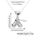 Letter A pendant necklace in silver finish with colorful zircon stones and heart bail - Pendant Only (Without Chain) / Silver A